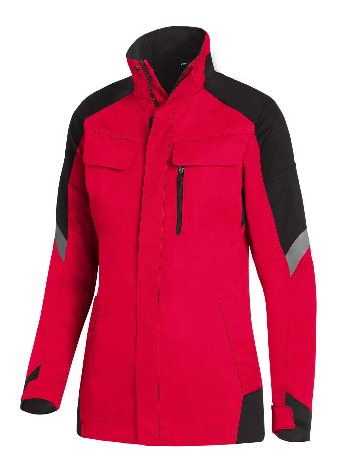 FHB Damen Arbeitsjacke ANDREA rot-schwarz