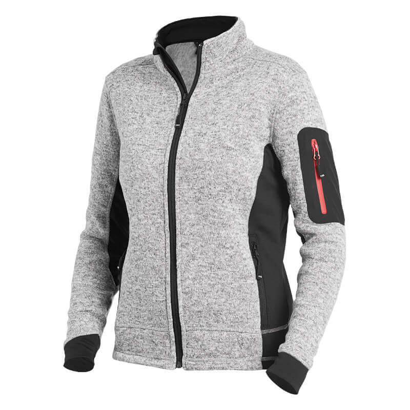 FHB Damen Strick-Fleece-Jacke MARIEKE grau- schwarz