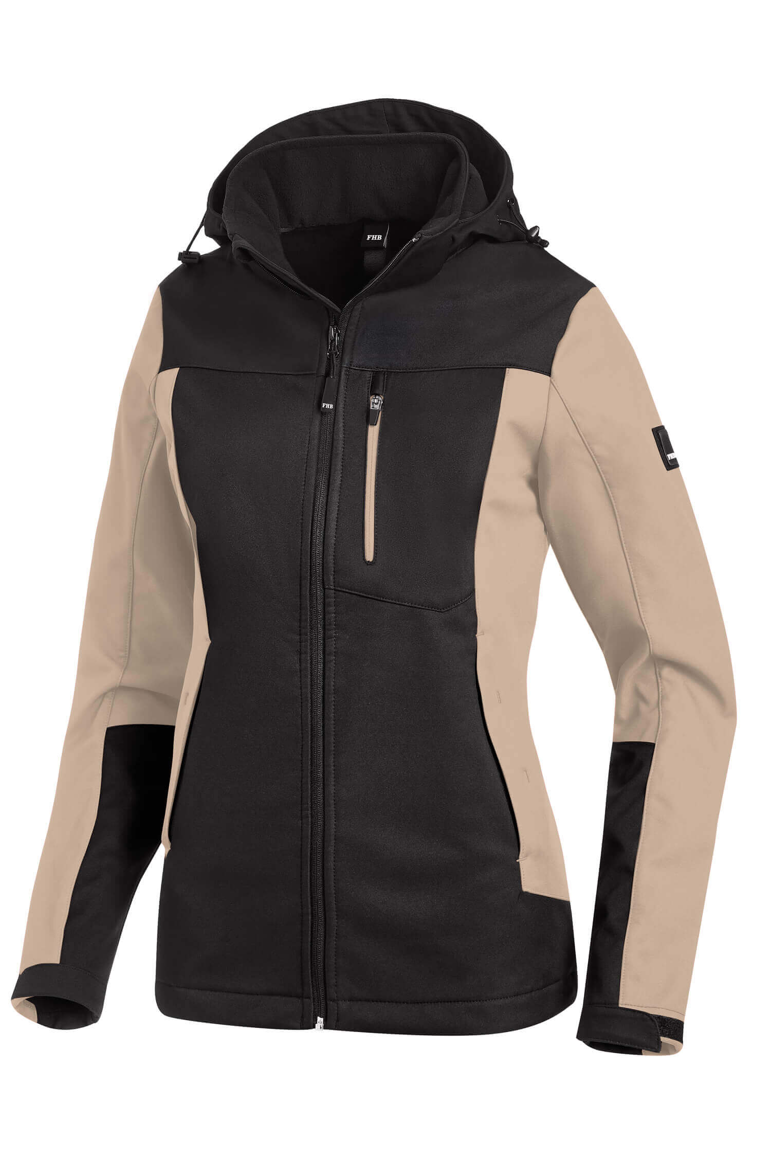 FHB Damen Softshell-Jacke JULIA beige-schwarz