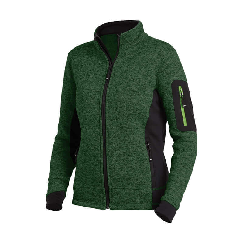 FHB Damen Strick-Fleece-Jacke MARIEKE grün-schwarz