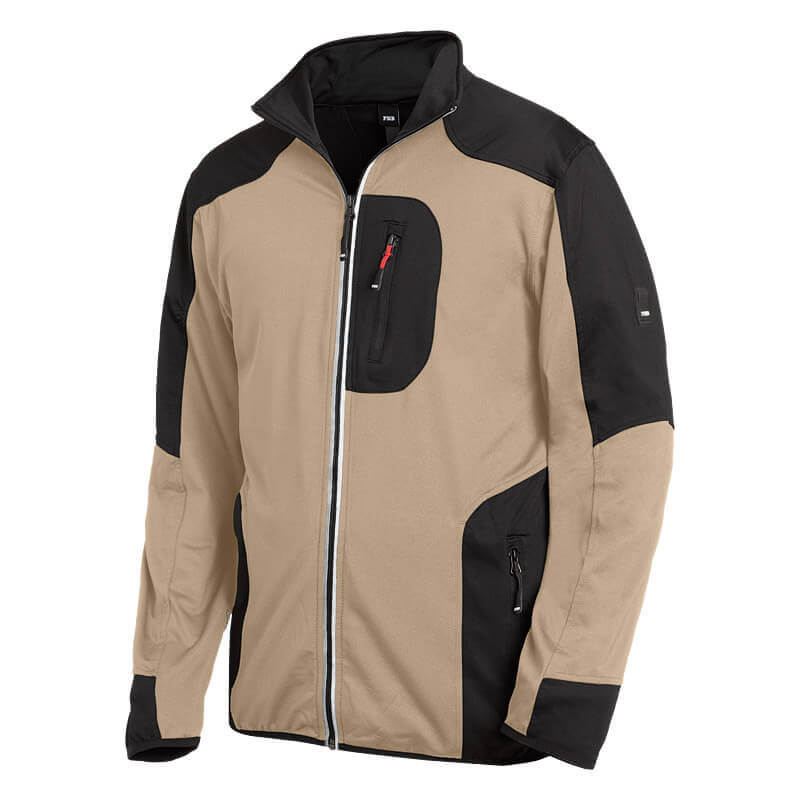 FHB Jersey-Fleece-Jacke RALF beige-schwarz
