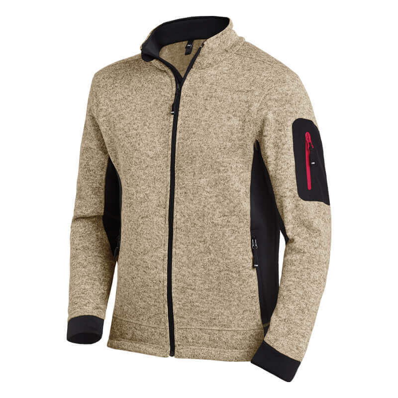 FHB Strick-Fleece-Jacke CHRISTOPH beige-schwarz