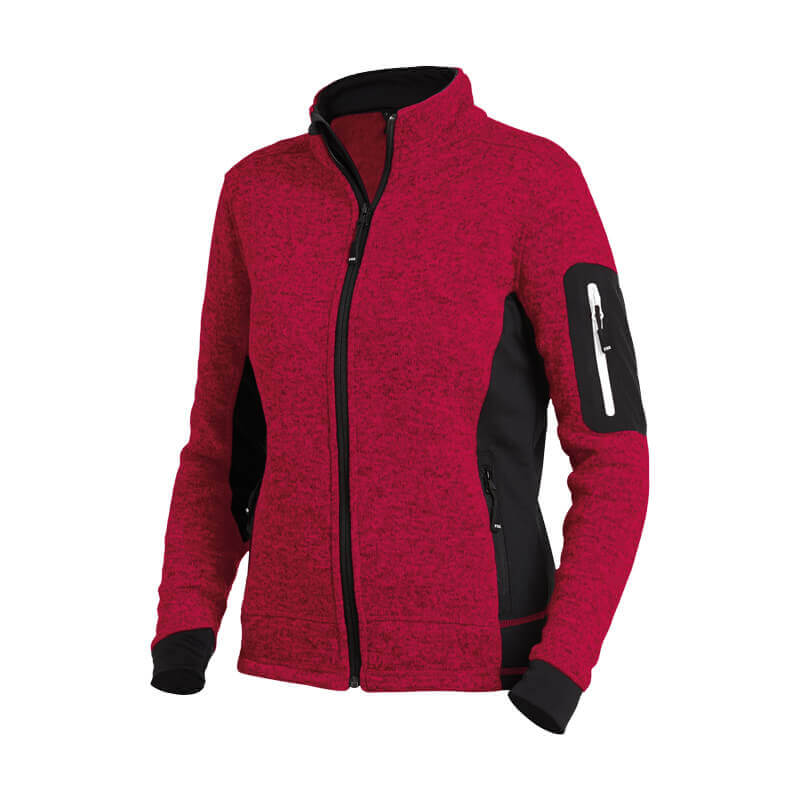 FHB Damen Strick-Fleece-Jacke MARIEKE rot- schwarz