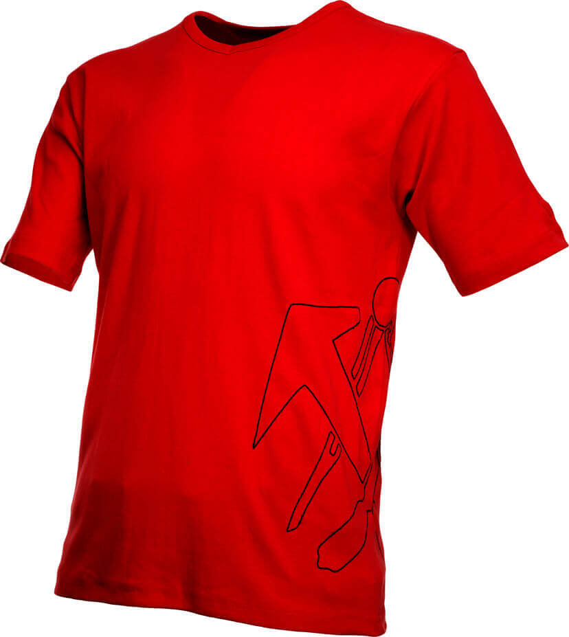 JOB-Dachdecker -RIPP-T-Shirt PEER rot mit V-Ausschnitt