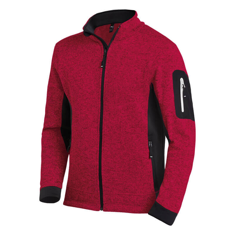 FHB Strick-Fleece-Jacke CHRISTOPH rot-schwarz