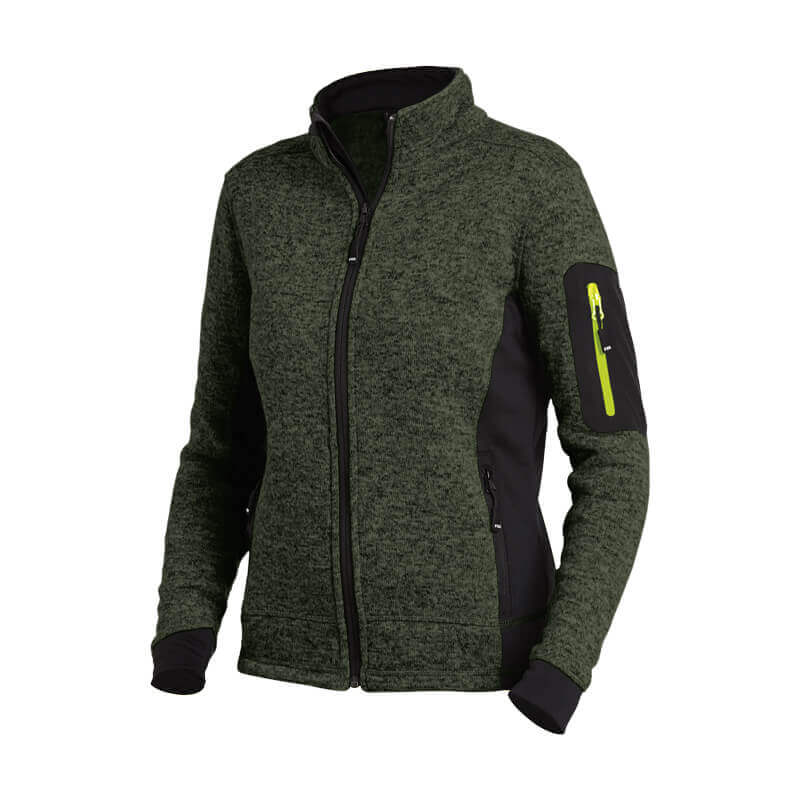 FHB Damen Strick-Fleece-Jacke MARIEKE oliv- schwarz
