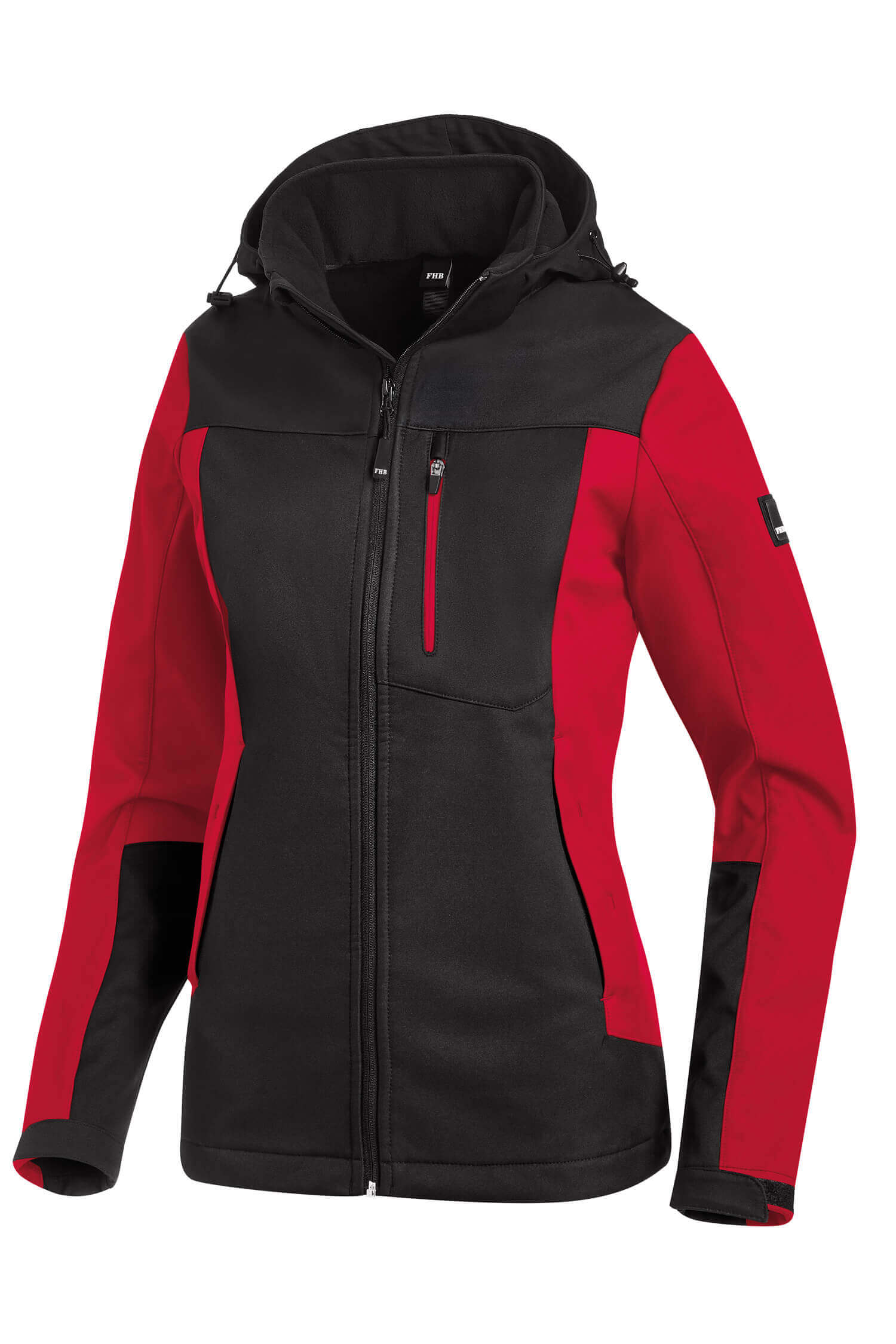 FHB Damen Softshell-Jacke JULIA rot-schwarz